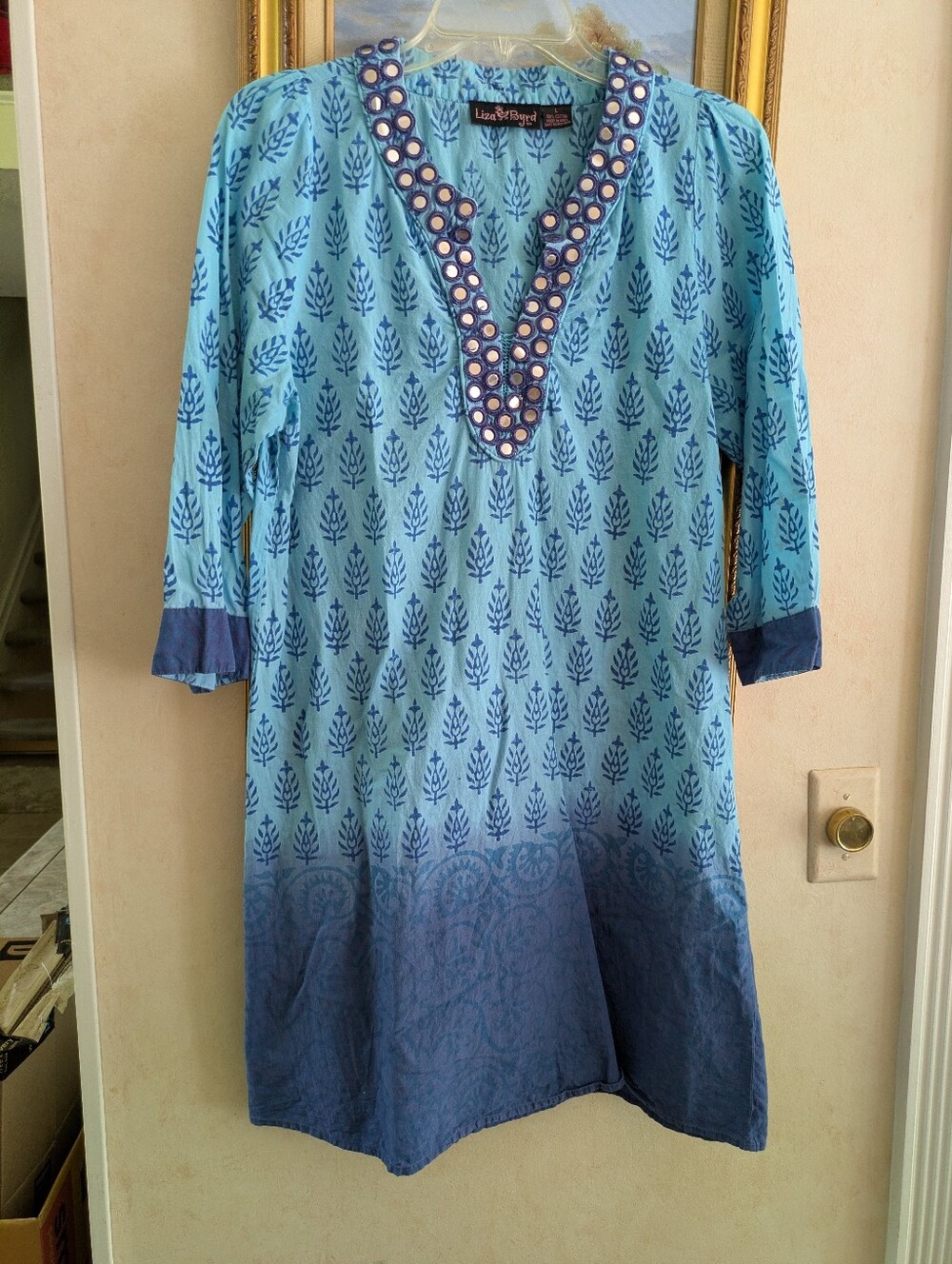 Liza Byrd Women's 100% Cotton Blue Dress, L